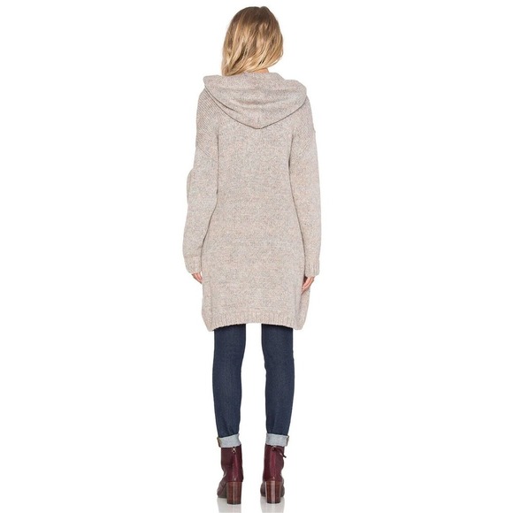 Free People Oversized Eyes on You Cardigan Melange Oatmeal Hooded Size Small - Picture 11 of 11